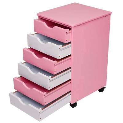 Kids Toy Storage Cabinet, Toddler's Room Chest Cabinet 3 Drawers with Wheels and Large Storage Cube Shelf for Children's Bedroom