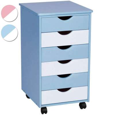 Wooden Drawers Dresser,6 Drawer Storage Organizer for Clothes,Bedroom,Playroom,Pink Blue with Six large drawers baby furniture