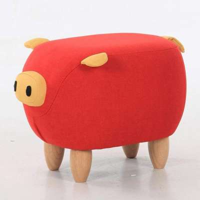 JX Adorable The cow Pig Cute Shape Upholstered Ride-On Animal Footstool Ottoman Safety for Kids Soft Desks with Storage