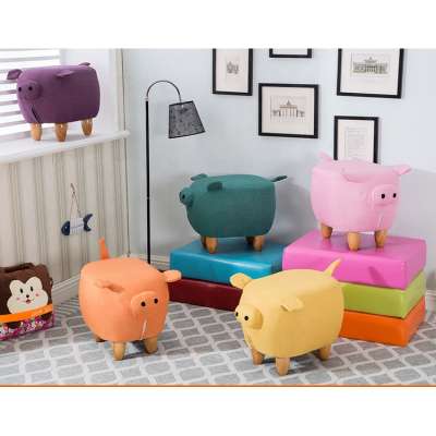 JX living room furniture Ottoman Wood pig animal shape Footstool Children's chair for kid's room